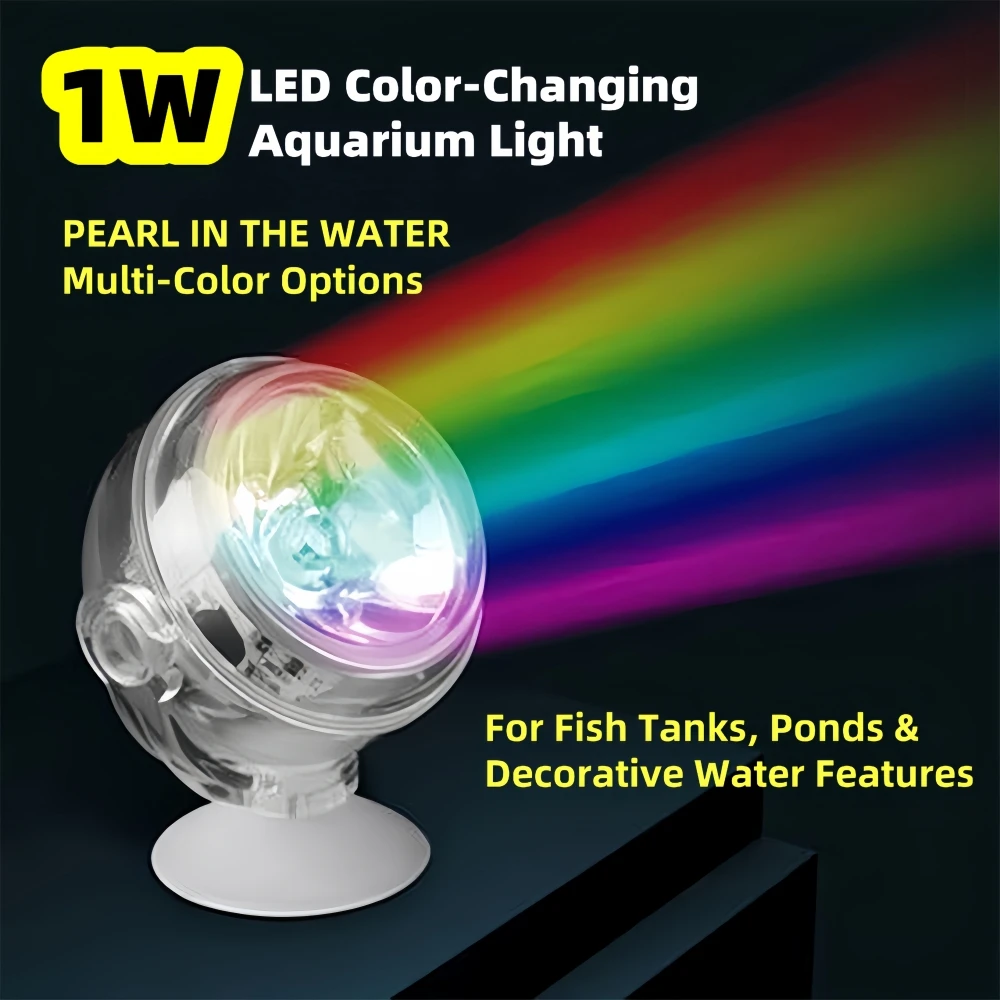 1W LED Color-Changing Aquarium Light, 360° Rotatable 1005009649572838
