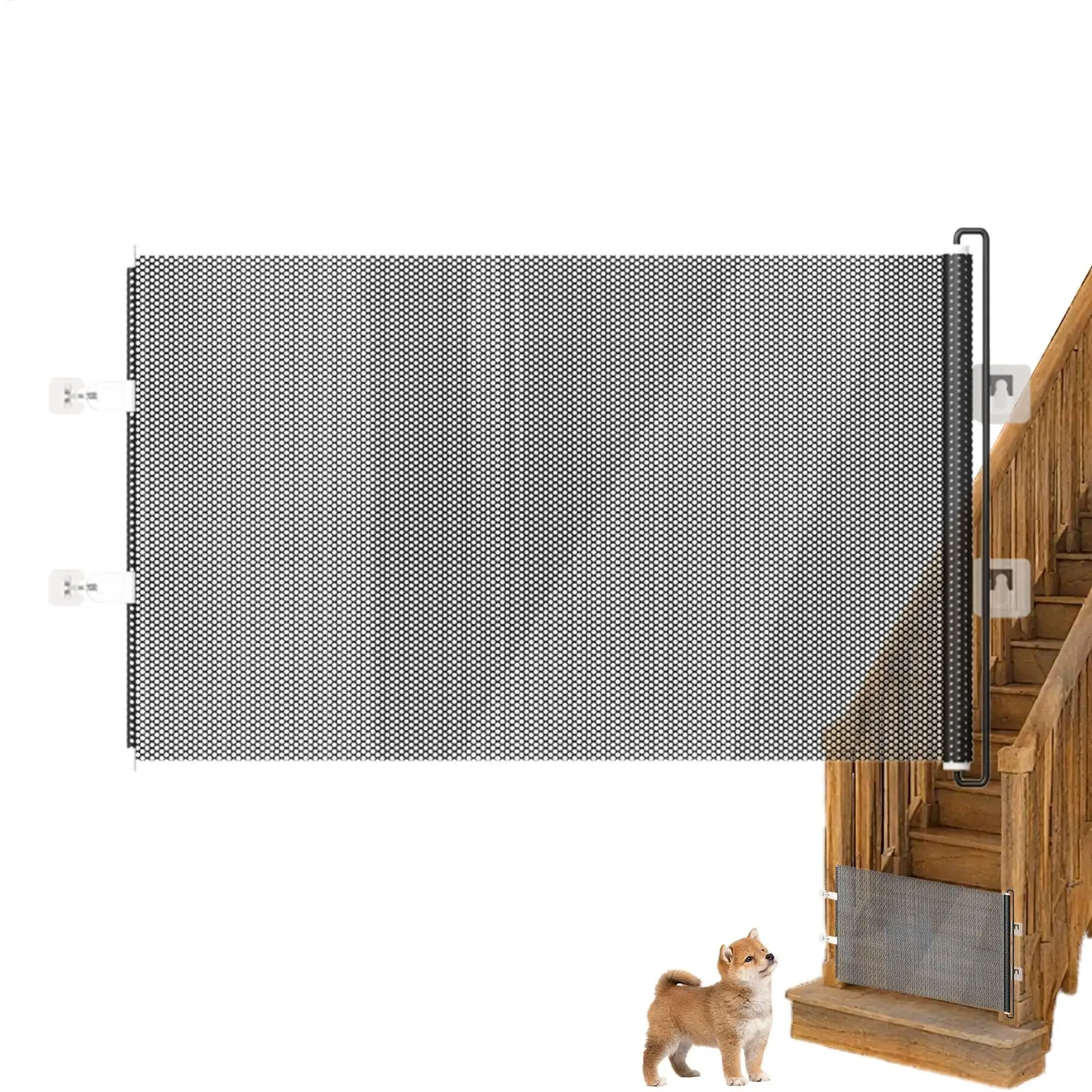 Retractable Dogs Gate Mesh Safety Barrier for Indoor Use No Drilling Pet Isolation Fence Small 1005009658027483