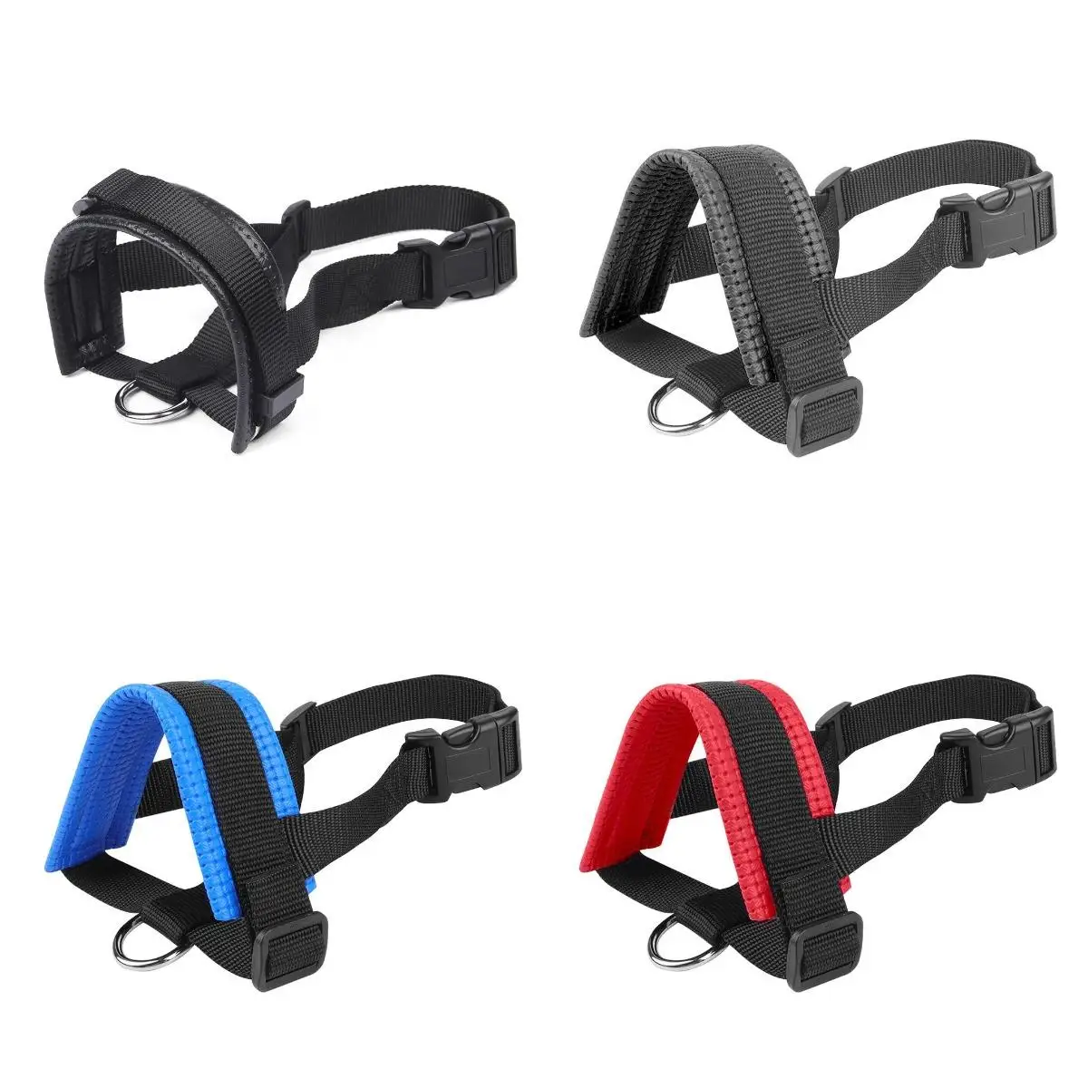 Soft Breathable Anti Barking Dog Halter Non Pull Adjustable Nylon Leader Harness Dog Head Collar 1005009665421670