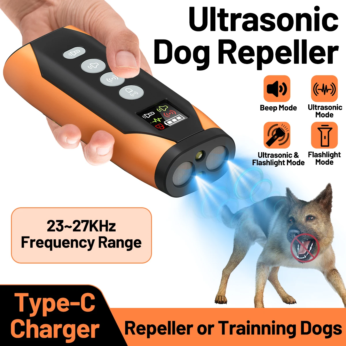 Dog Repeller Ultrasonic Dog Training Device Stop Anti Barking Handheld Portable 4in1 Beep With 1005009667445287