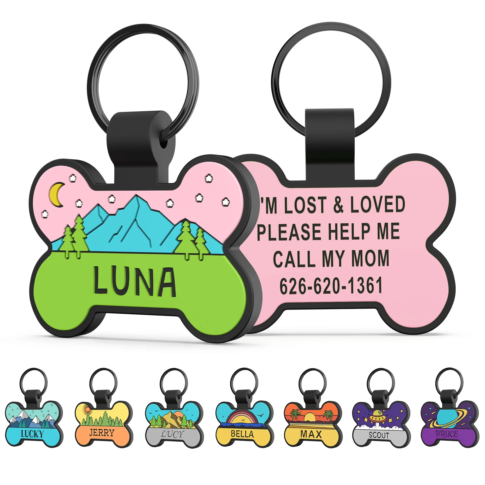 Custom Silicone Pet ID Tag – Personalized Bone-Shaped Dog Tag with Name & Phone Number 1005009667934218