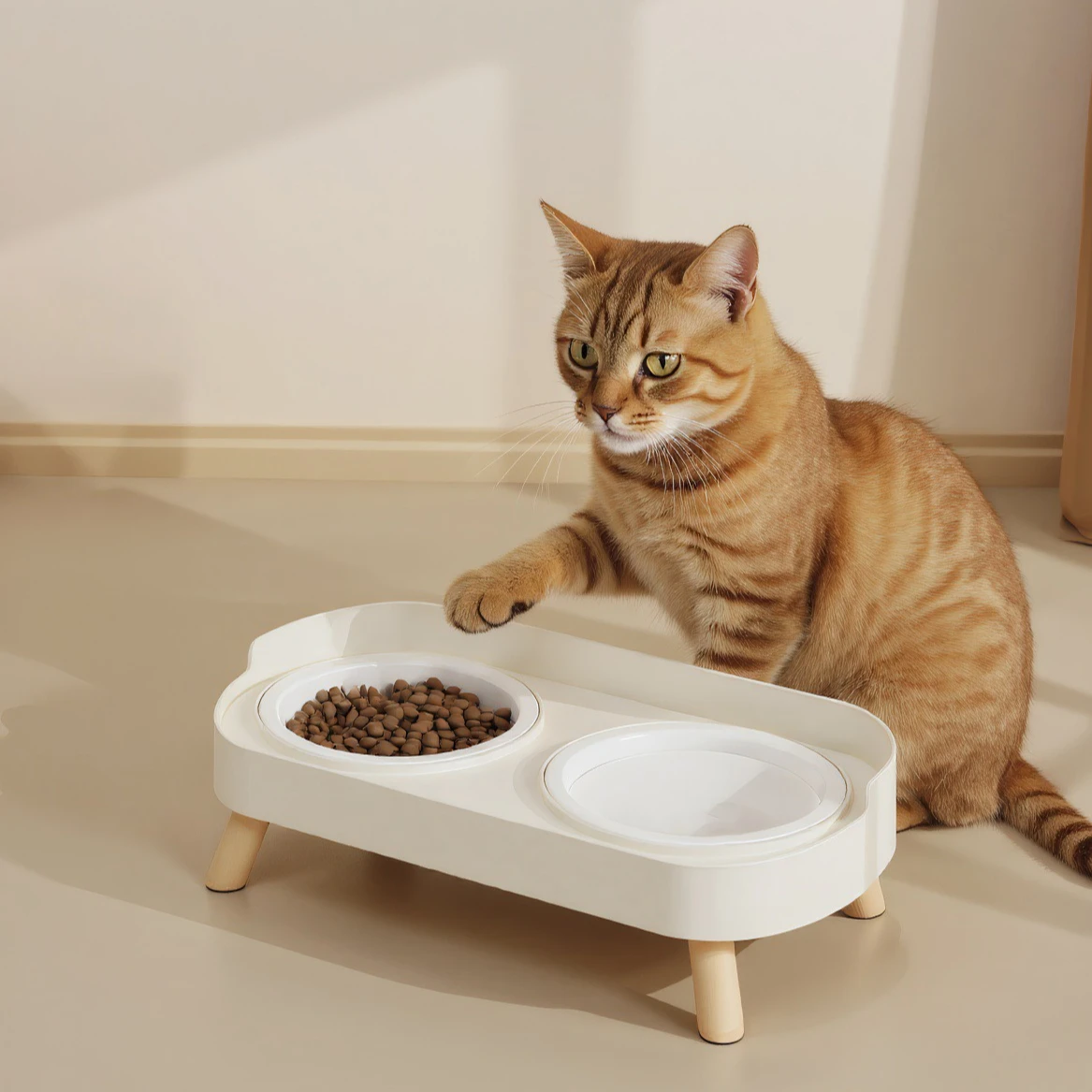 Double Pet Bowl No Spill Food Water Feeder with Stand Neck Support for Cats Dogs Anti Knock Anti 1005009668632201