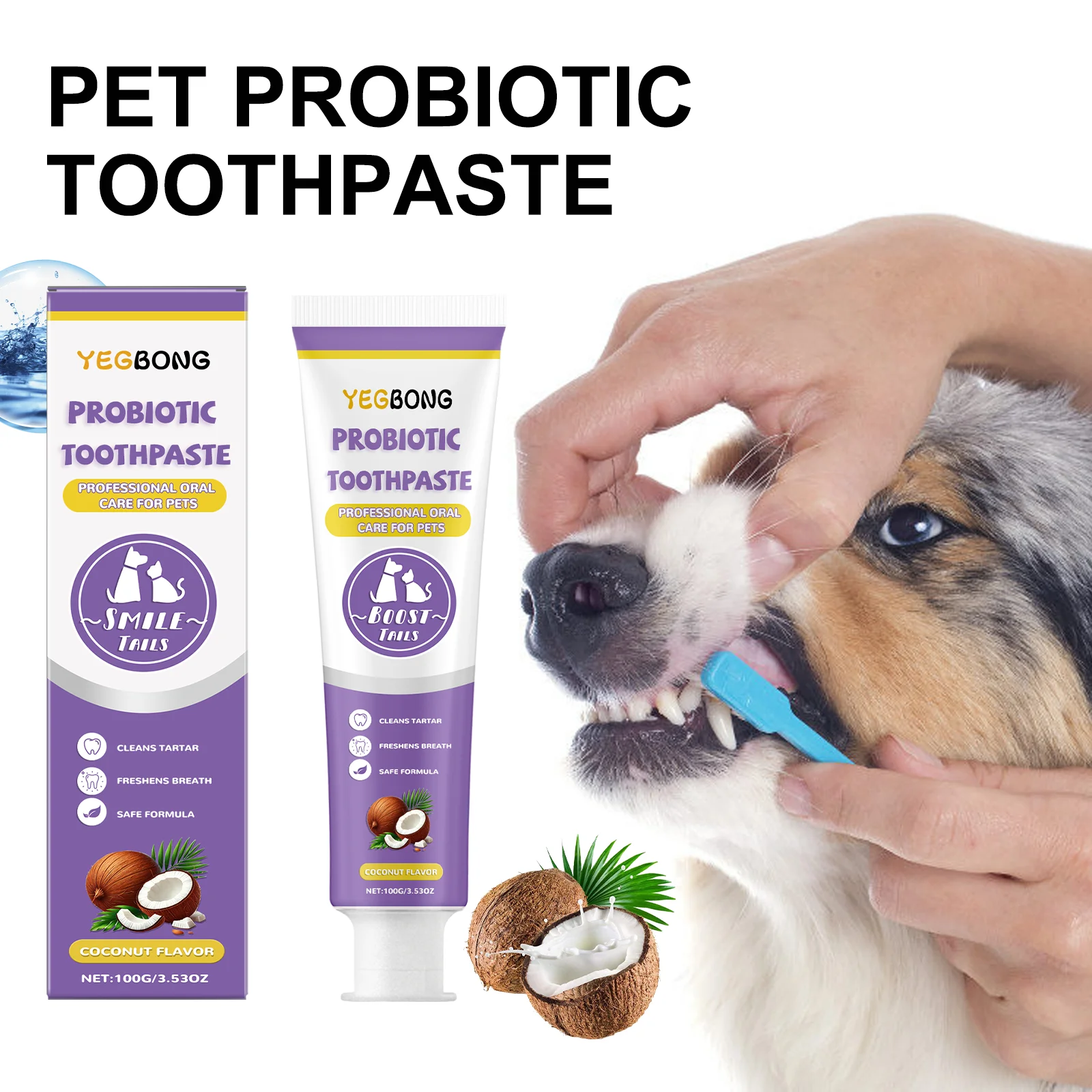 Pet Probiotic Toothpaste for Dogs and Cats with Coconut Lactobacillu Remove Tartar Freshen Breath 1005009674460656