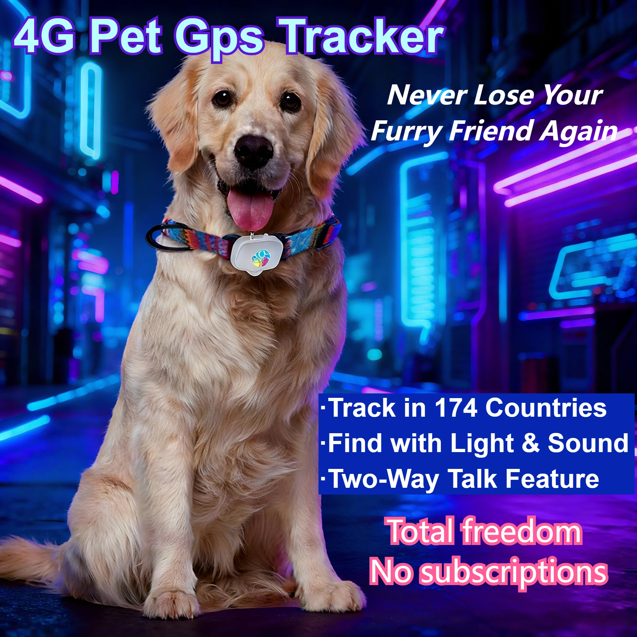 4G Dog GPS Tracker Smart Collar for Pets Dogs Cats No Monthly Fee No Subscription No Hidden Fees 1005009686529387