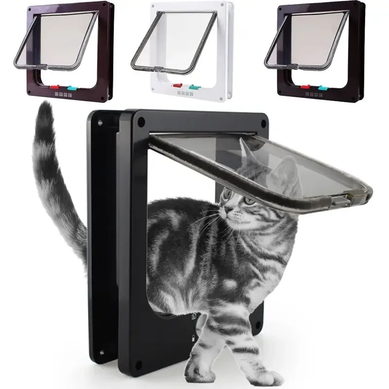 Dog Cat Flap Door with 4 Way Security Lock for Dog Cats Kitten ABS Plastic Small Pet Gate 1005009698834110