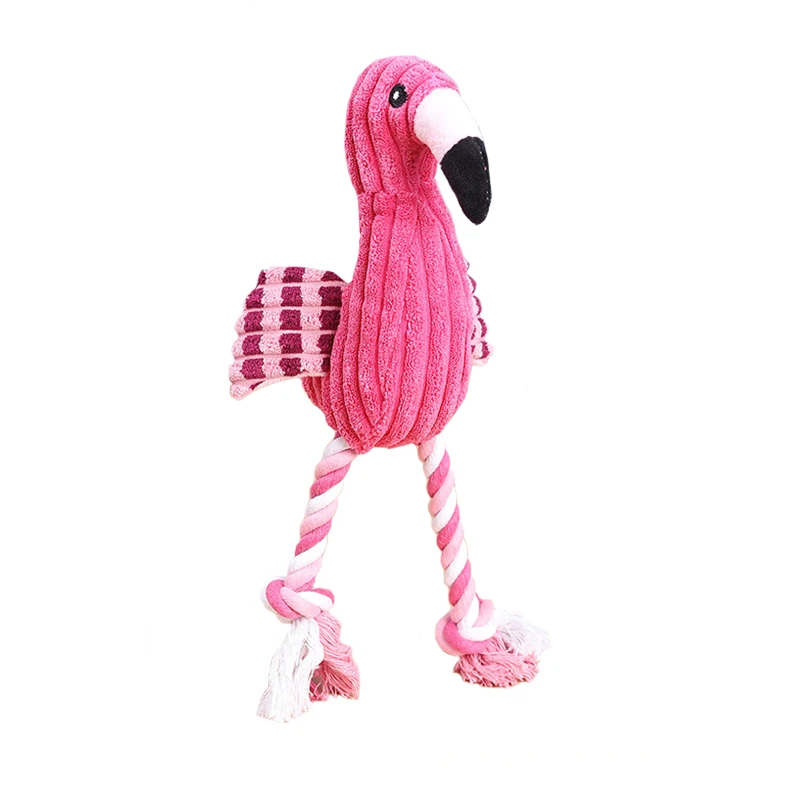 Cute Flamingo Plush Dog Toys Funny Interactive Squeaky Chew Ropes Toys for Small Pets Teeth (1PC) 1005009708306470