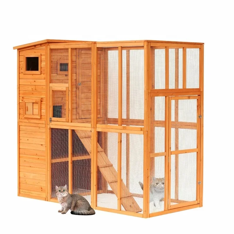 Hot Sale Pet Cage Cat House Cages Wooden Large Cheap Animal Outdoor Solid Wood Pet Villa Houses 1005009715583044
