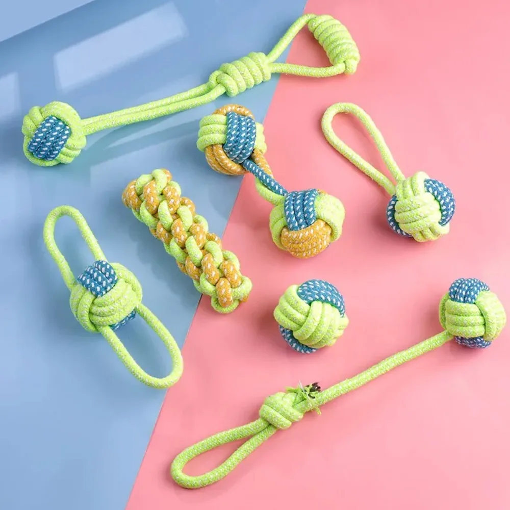 Dog Toy Rope Ball Toy for Dogs Training Toy for Dogs Teeth Cleaning Tug Toy Interactive Knot Rope 1005009719498205