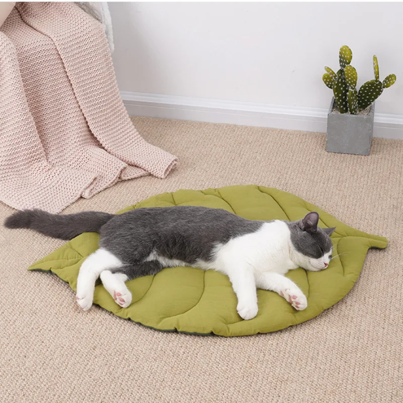 Spring Soft Cotton Cat Bed Mat Leaf Shaped Kitten Puppy Dog Sleep Blanket Double Sided Washable Pet 1005009721486829