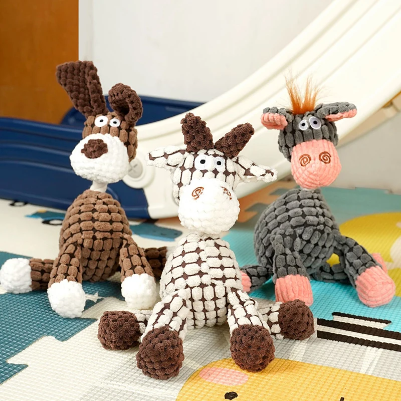 Dog Sounding Toy Molar Training Decompress Interactive Bite Resistant Donkey Shape Plush Toys Pet 1005009722427204