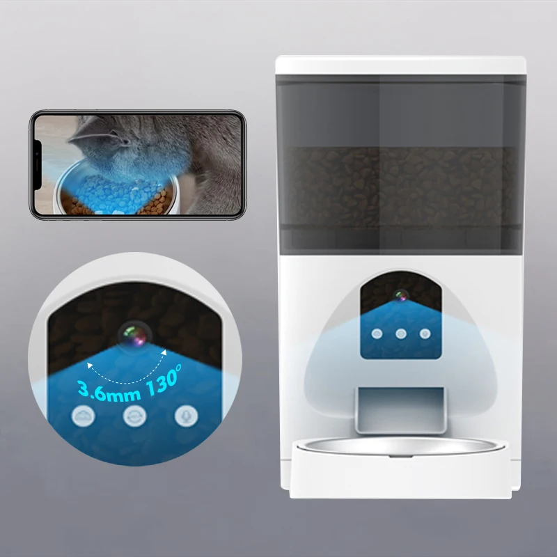 Smart Automatic Cat Feeder Wifi Pet with APP Control for Feeding Food Dispenser Meals Large Dog (6L) 1005009724502160
