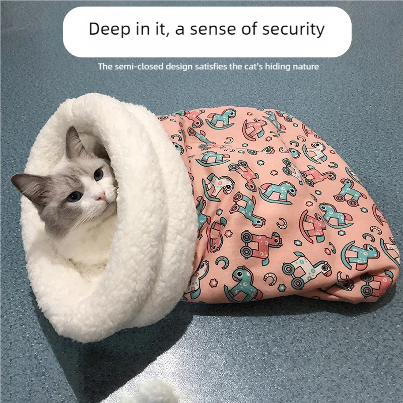Soft Cuddly Cat Sleeping Bag Fluffy Feel Thickened Pet Pocket Quilt Bed Warm Nest for Kitten Puppy 1005009726070647