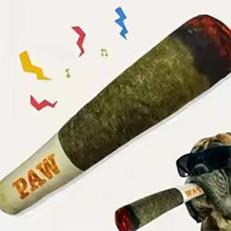 Funny Interactive Dog Toys Cigar Design Plush Squeaky Pet Toys Grinding Teeth Creative Chew Cool 1005009726836216