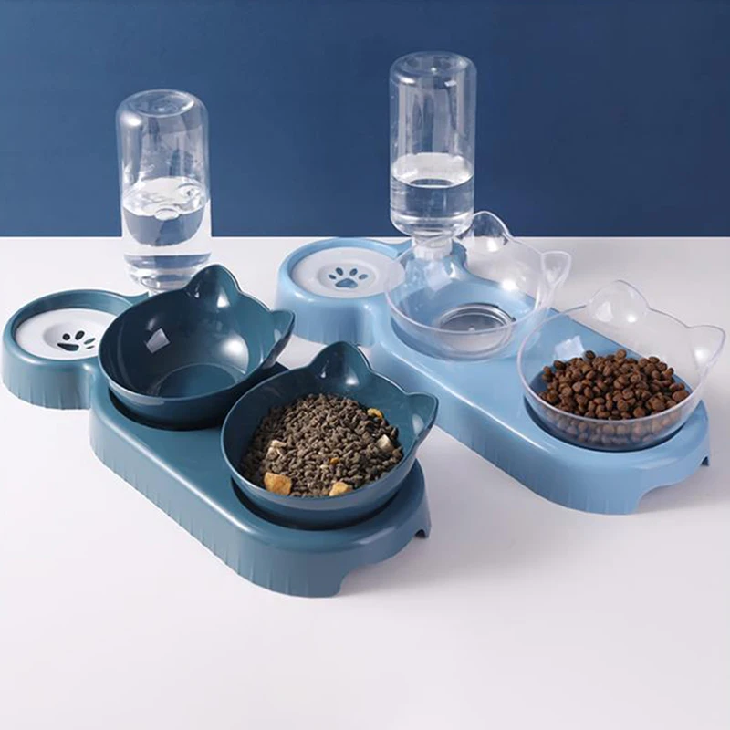 Cat Feeder Automatic Water Dispenser Double Bowl Pet Bowl for Small Dogs Cats Pet Food (3 in 1) 1005009728243260
