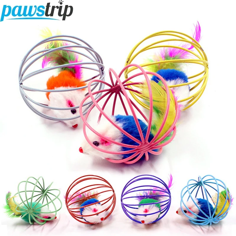5 PCs Cat Mouse in Cage Toy Interactive Cat Balls Toy Random Color Kitten Creative Playing Toys Cat 1005009731281101