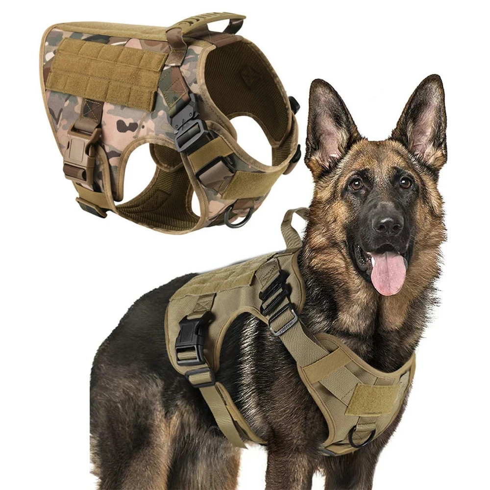 Tactical Military Vest For All Breeds Dogs Retriever Tactical Training Dog Harness Quick Release 1005009734735711