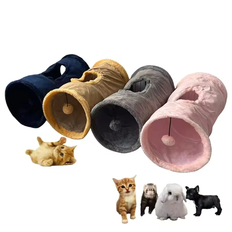 Pet Cat Plush Tunnel Foldable Suede Channel Toy for Self Entertainment and Relaxation Cat Toy 1005009740127558