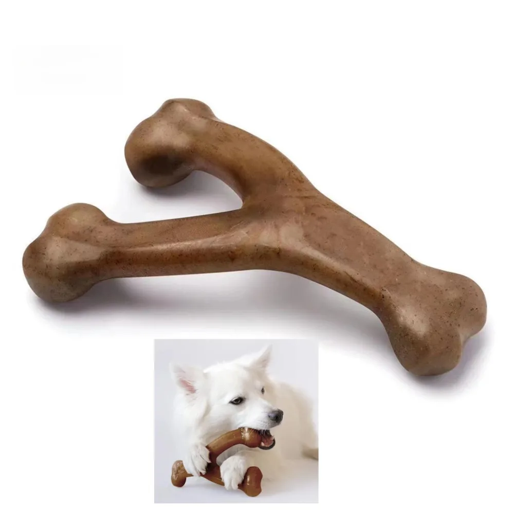 Durable Bone Dog Chew Toy for Aggressive Chewers Real Bacon Flavored Nylon Made in USA Medium Size 1005009754405261