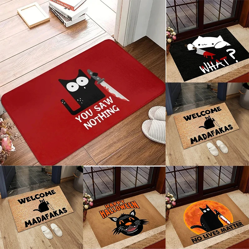 Funny Cat Door Mat with Humorous Quotes and Unique Designs Decorative Floor Protector for Home 1005009761623255