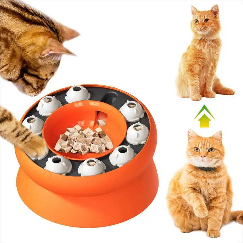 Cat Puzzle Toy Slow Feeder Bowl Fun Interactive Slows Down Pets Eating Protect Kitty Neck 1005009762161176