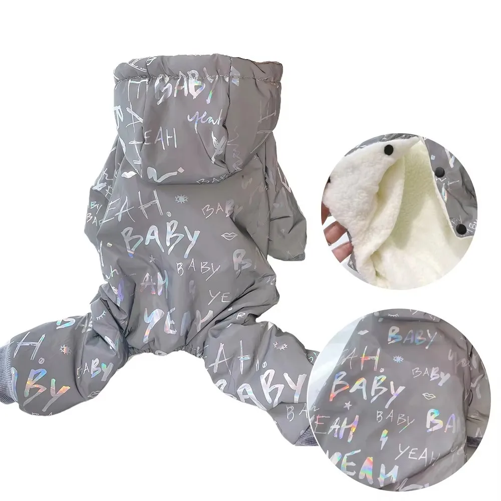 Waterproof Winter Dog Jumpsuit Thick Fleece Warm Pet Supplies Puppy Jacket Laser Letters Overalls 1005009767868696