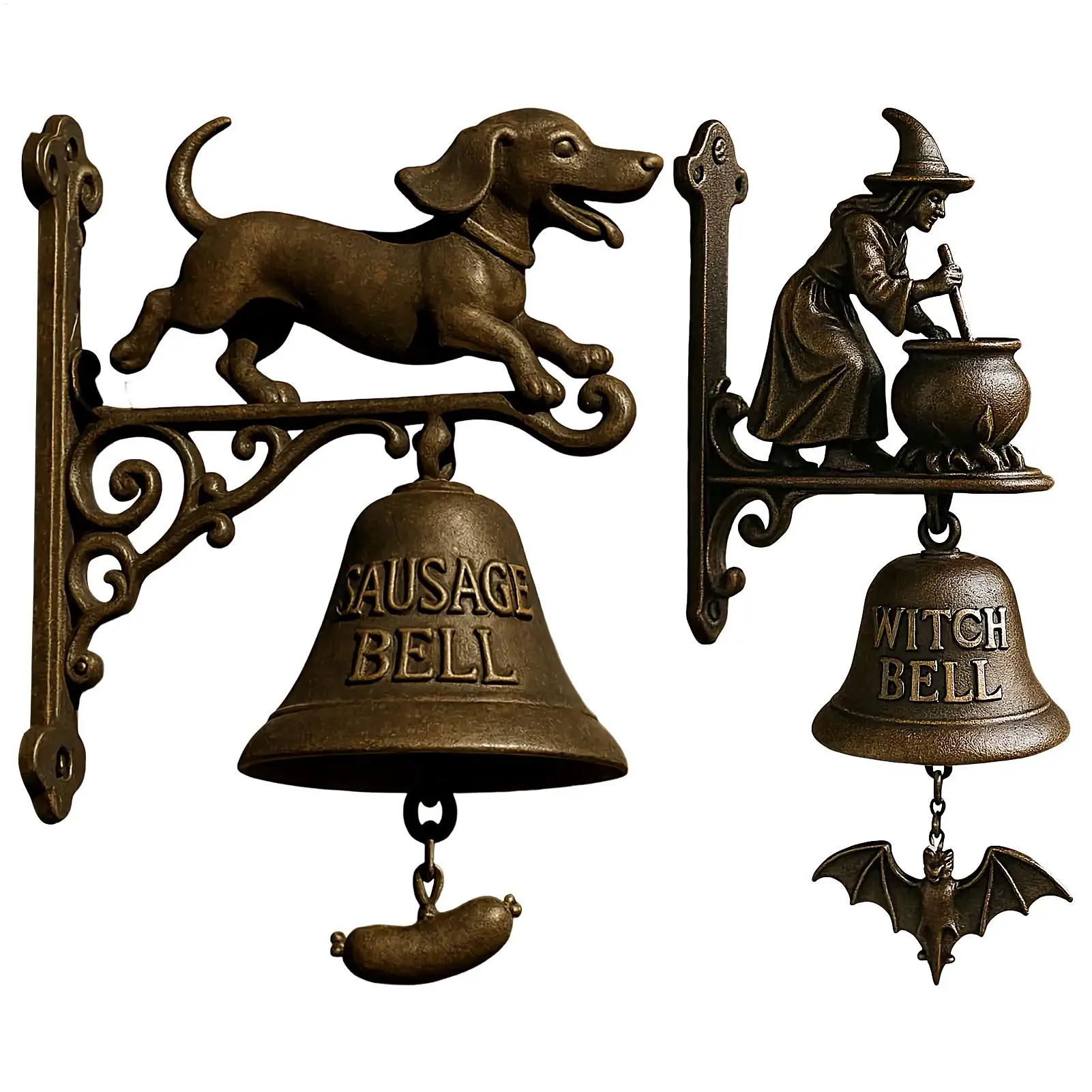 Halloween Witch Bell Metal Shopkeeper Dachshund Outdoor Doorbell Hangable Manual Ring Decorative 1005009768288871