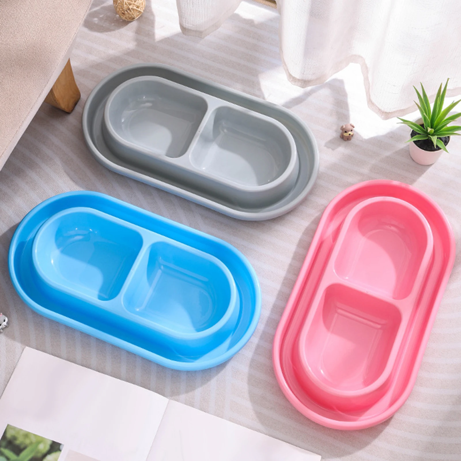 Pet Feeding Double Bowls Plastic Anti Ants Food Water Feeder for Dogs Cats Puppy Automatic Dog 1005009769050611