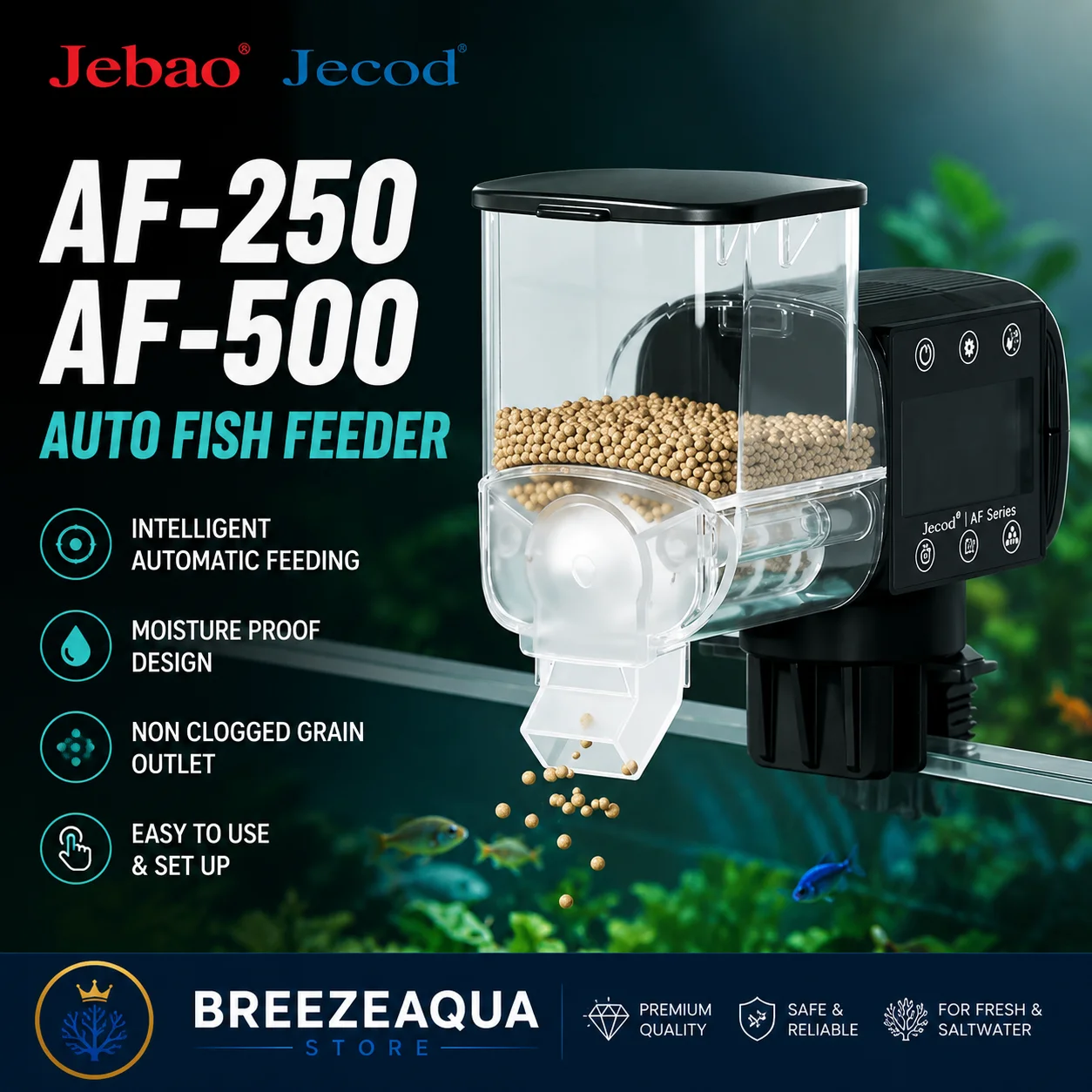 Jebao Jecod New Aquarium Fish Tank Feeder Intelligent Automatic Feeder Digital Timing Wifi Wireless 1005009776380193