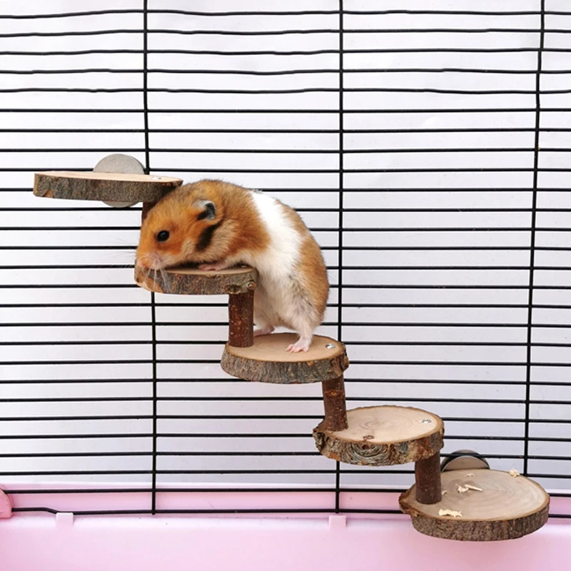 3/5-Step Natural Wooden Climbing Ladder, Multi-Pet Cage Accessory for Hamsters/Birds/Parrots 1005009777637706