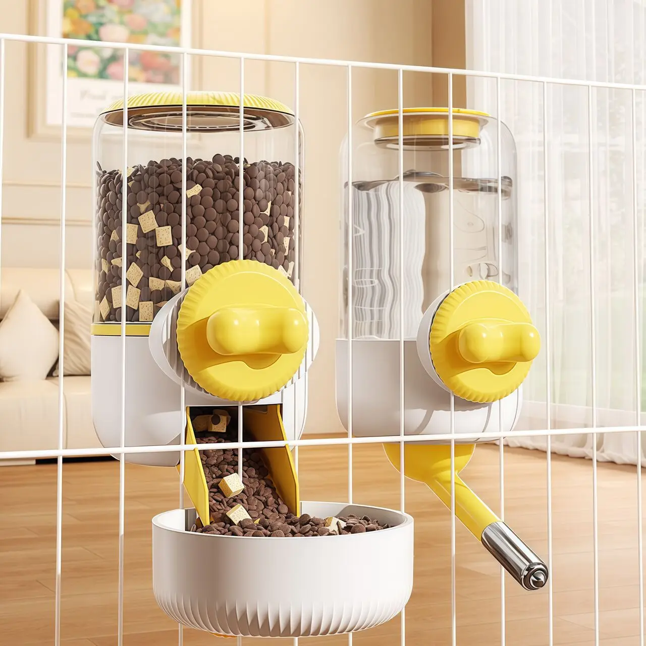 Portable Automatic 2 in 1 Pet Feeder Detachable Cage Hanging Bowl Large Capacity Dog Water 1005009793939829