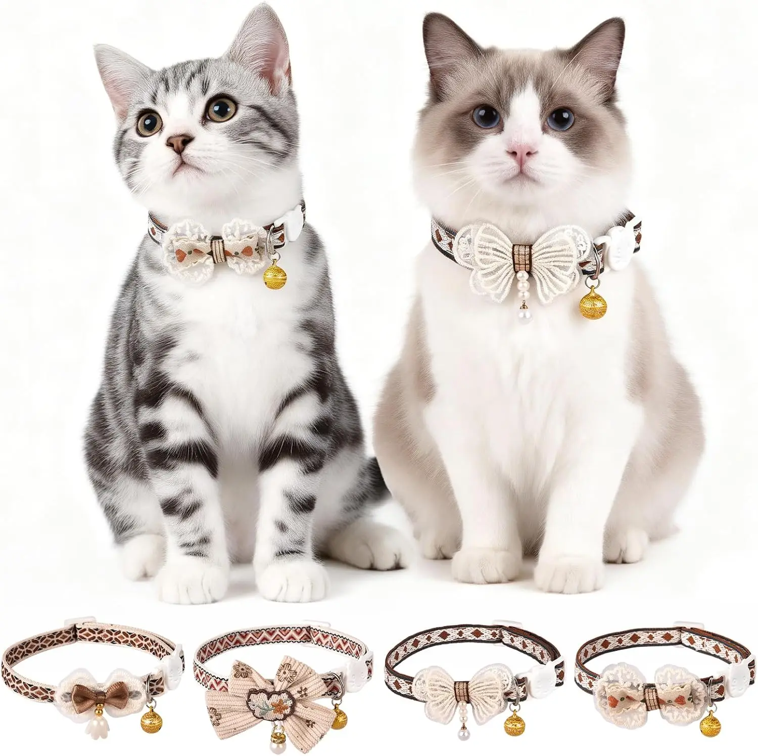 Safe Cat Collar with Bell, Bow Tie 1005009794676904