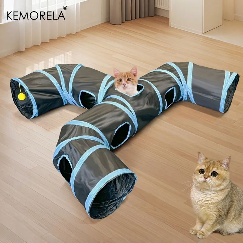 Cat Tunnel Foldable Kitty Pet Supplies T Cross Pass Play Toy Breathable Drill Barrel for Indoor 1005009795222115