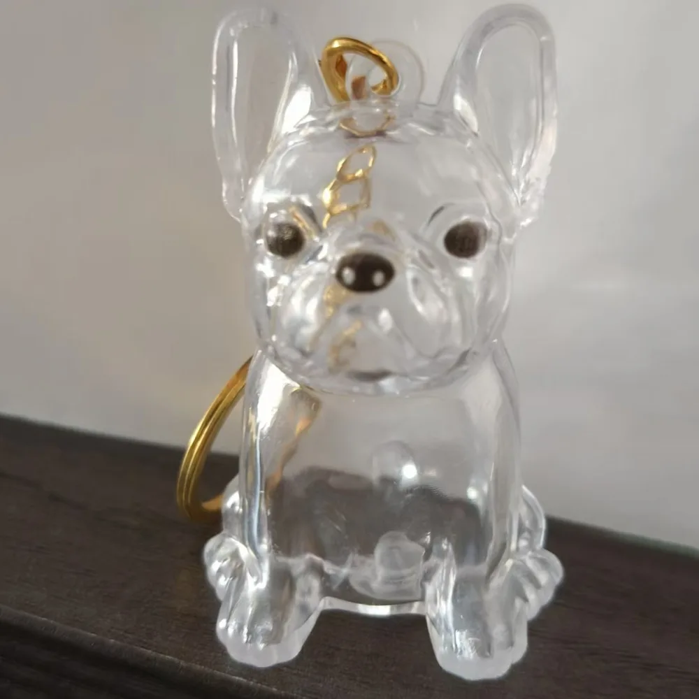 Dog Shape Dog Hair Storage Box Hair Grooming Transparent Pet Hair Keychain DIY Handmade Keyring 1005009798052213