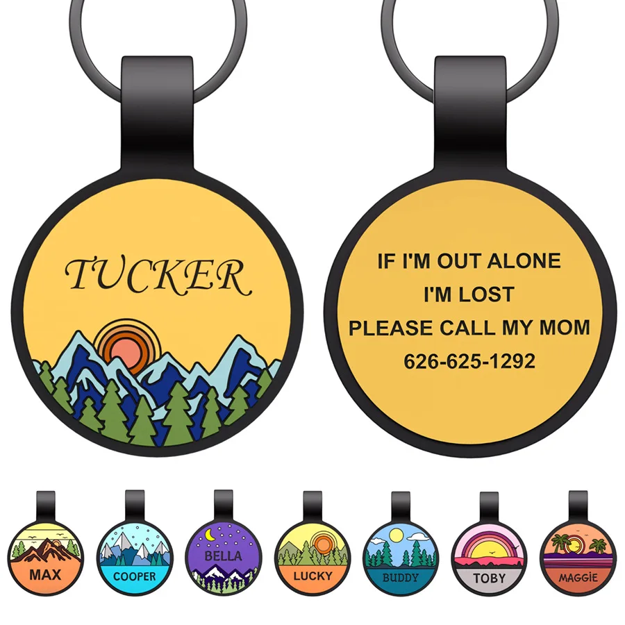 New Round Silicone Pet ID Tag, Engravable Dog Cat Pendant with Custom Text 1005009801016494