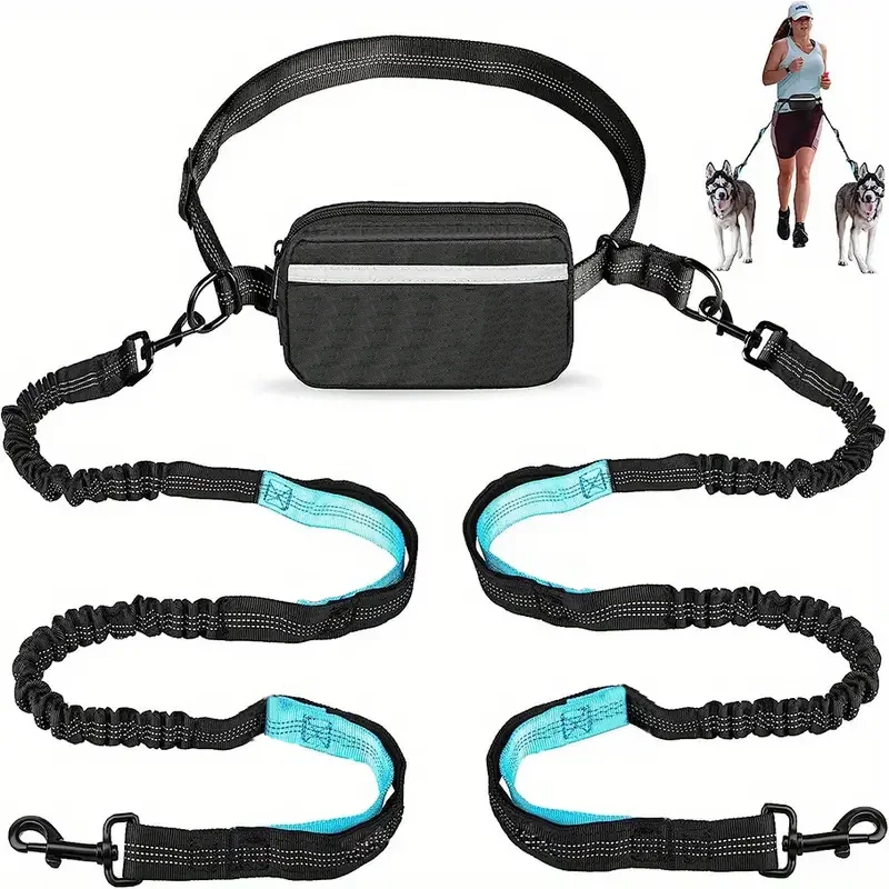 Adjustable Hands-Free Dog Running Leash with Double Handles and Elastic Retractable Rope for Large 1005009804824924
