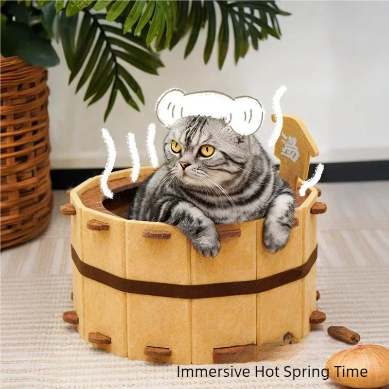Four Seasons Bathtub Cat House Semi-Enclosed Felt Cat Bed Sturdy Washbasin Design for Claws 1005009810491547