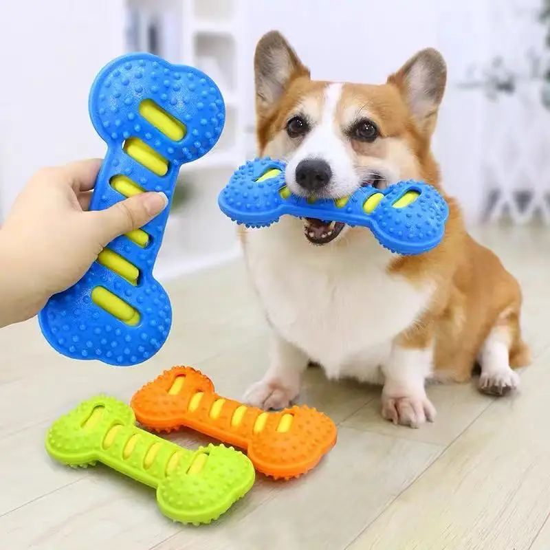 Pet Dog Chew Toys TPR Noise Making Dog Bones Rubber Bite Resistant Puppy Interactive Stick Teething 1005009811551311
