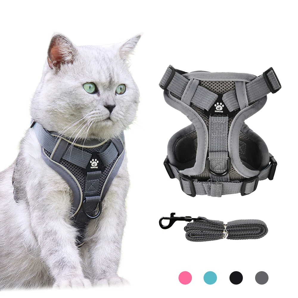 1PC Cats Harness Leash For Small Dogs Cat Outdoor Reflective Adjustable Kitten Traction Device 1005009813104118