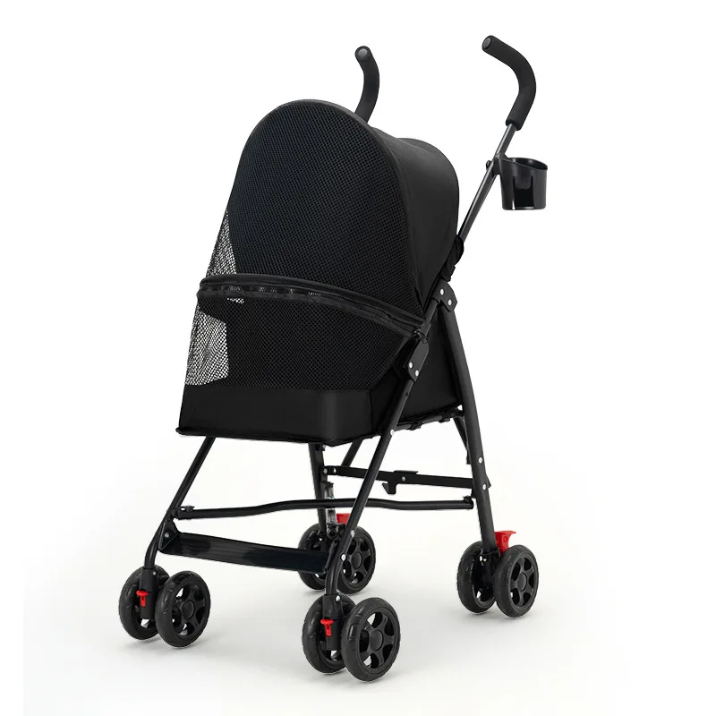 Jogging Pet Stroller 4-Wheel Suspension Sunshade Ventilated Cage Soft Mat Rear Pocket for Dogs Cats 1005009819052584