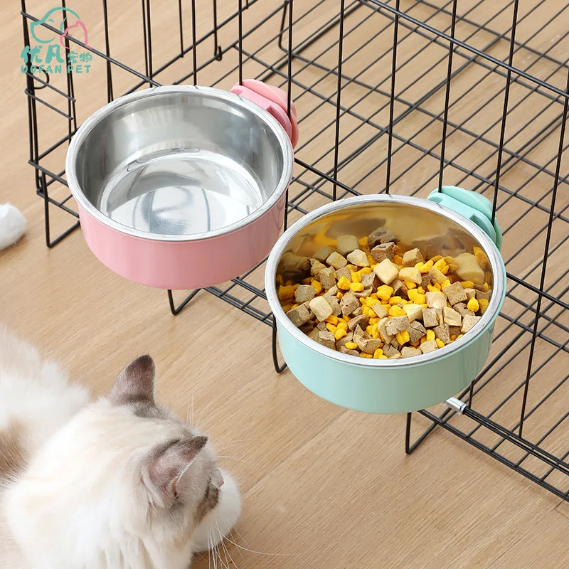 Dog Crate Food and Water Bowl Small Pet Hanging Kennel Removable Dish Feeding Cup No Spill with 1005009825717378
