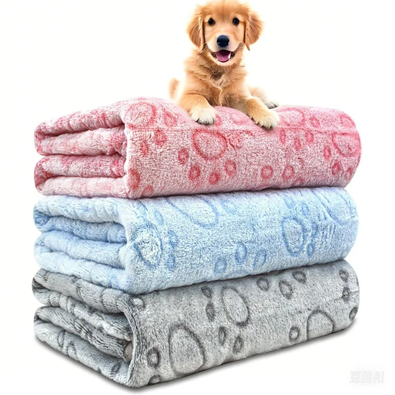 1pcs Ultra-Soft Paw Print Dog Blankets, Machine Washable 1005009826420490