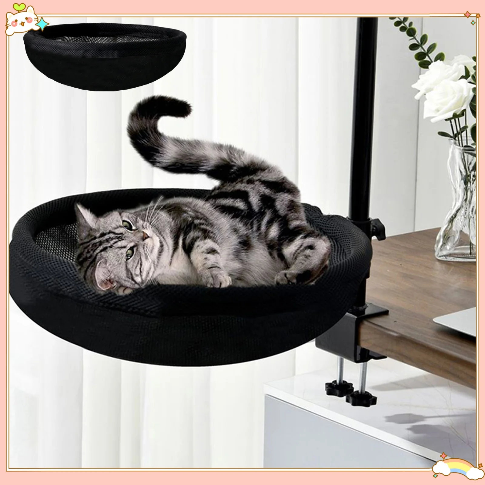 Cat Bed for Desk Modern with 2 Washable Mat for Furniture Living Room Indoor Desk Mount Perch 360 1005009826508161