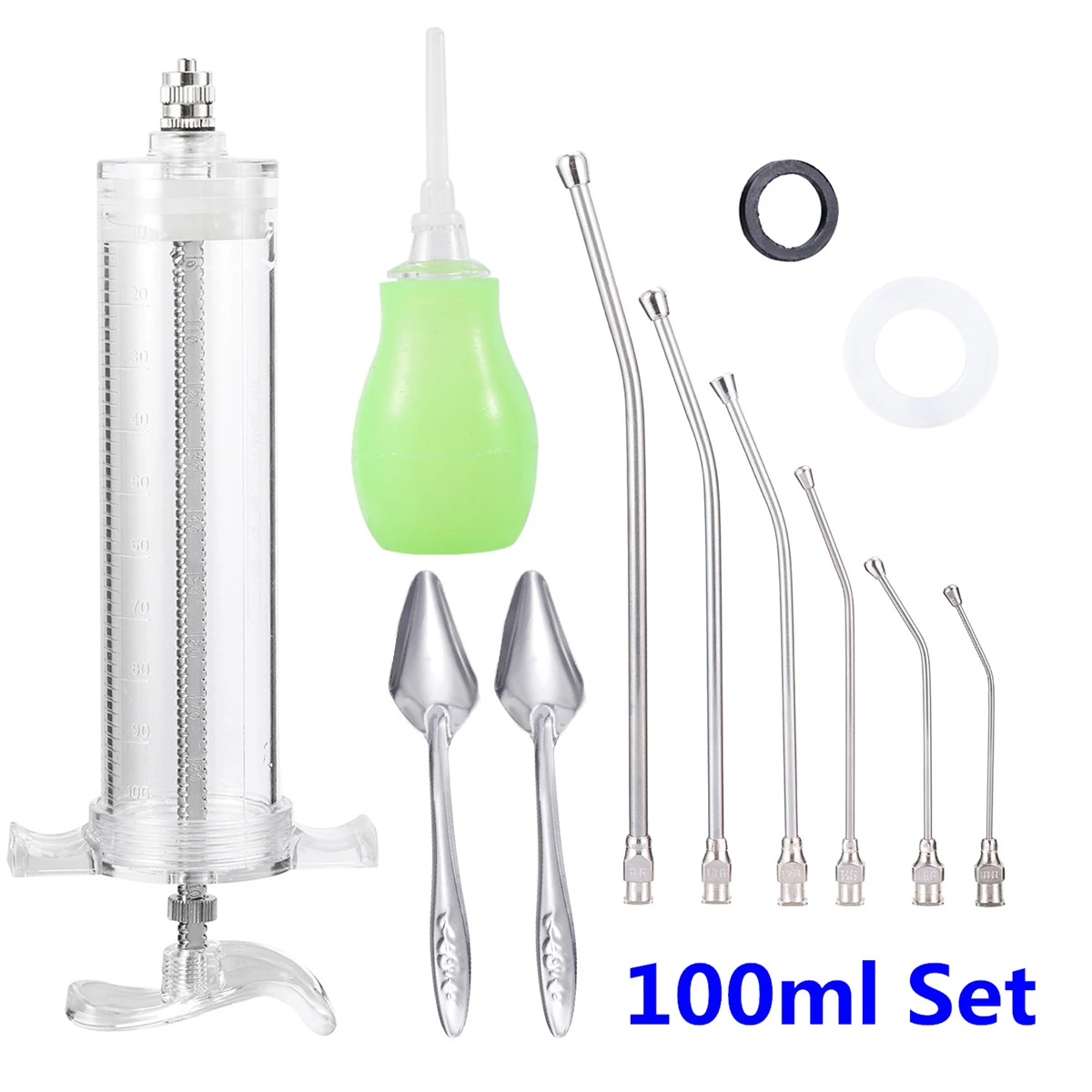 100ml Pet Birds Feeding Medicine Syringe Kit Stainless Steel Pet Parrot Pigeon Chicks Manual 1005009826986568