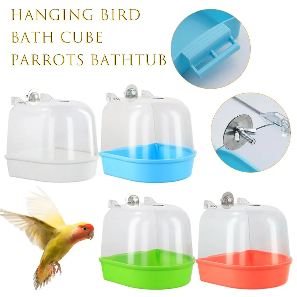 Bird Bath for Cage Cleaning Pet Supplies Cockatiel Bird Bathtub with Hanging Hooks Acrylic Clear 1005009833909348