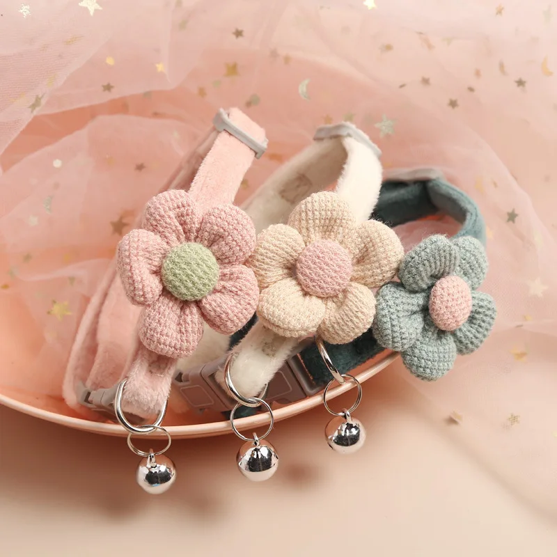1Pc Cat Collar with Cute Flower Adjustable Buckle Cat Collar Bell Collar Cat Small Pet Supplies 1005009835329158