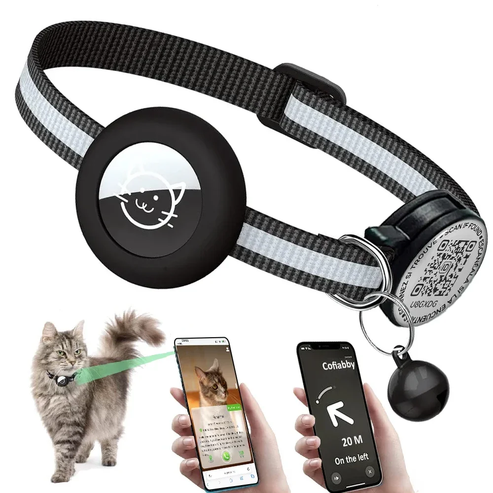 GPS Tracker Cat Collar with QR Name Tag & Airtag Holder 1005009848662889