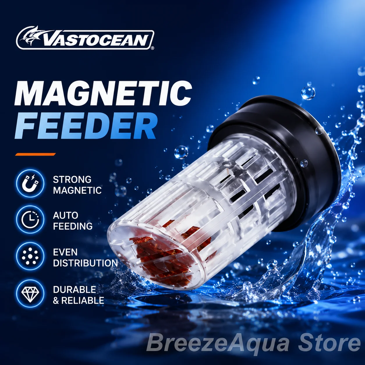 VASTOCEAN Aquarium Frozen Red Worm Cup Magnetic Feeder Red Nematode Spot Feeder Tube Dried Red 1005009854839513