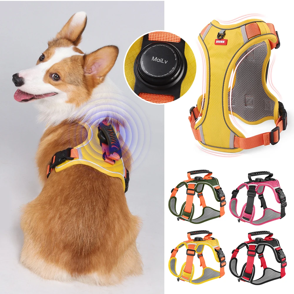 Reflective Dog Harness with Airtag Holder, Escape Proof Anti Lost Pet Vest 1005009871682395