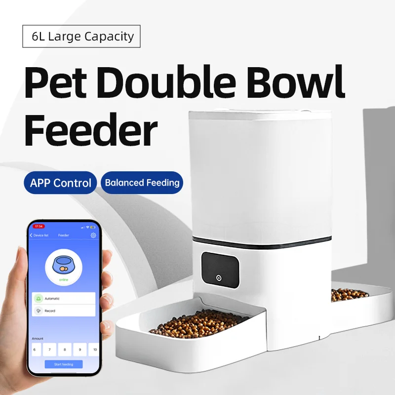 6L WIFI cat automatic feeder, double meal pet feeder 1005009879783077