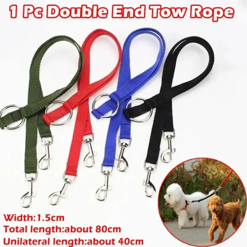 1Pc Double End Tow Rope Nylon Leashes Pet Dog Lead Double Leash with Clip for Collar Two Pet Dogs 1005009881307504